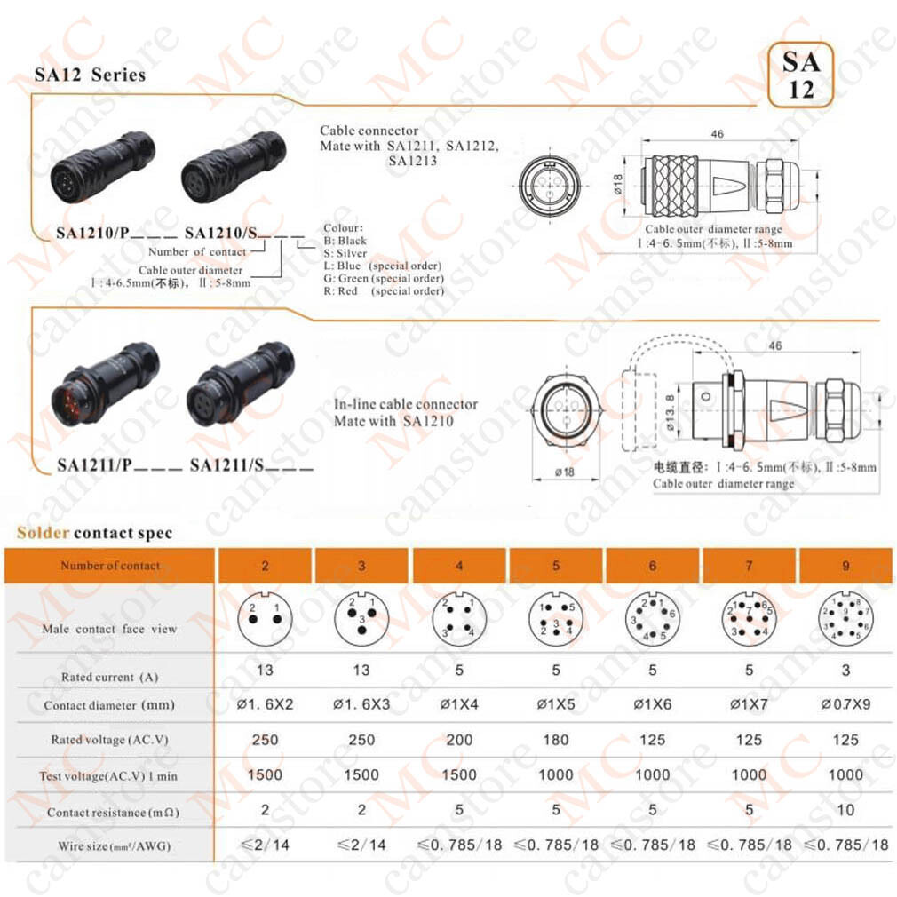 WEIPU SA12 6pin bulkhead aviation plug socket circular connector waterproof IP67
