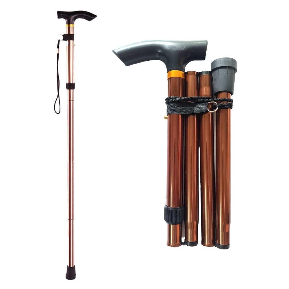 Bastón plegable mujeres y hombres mayores, ligero, ajustable y con accesorios