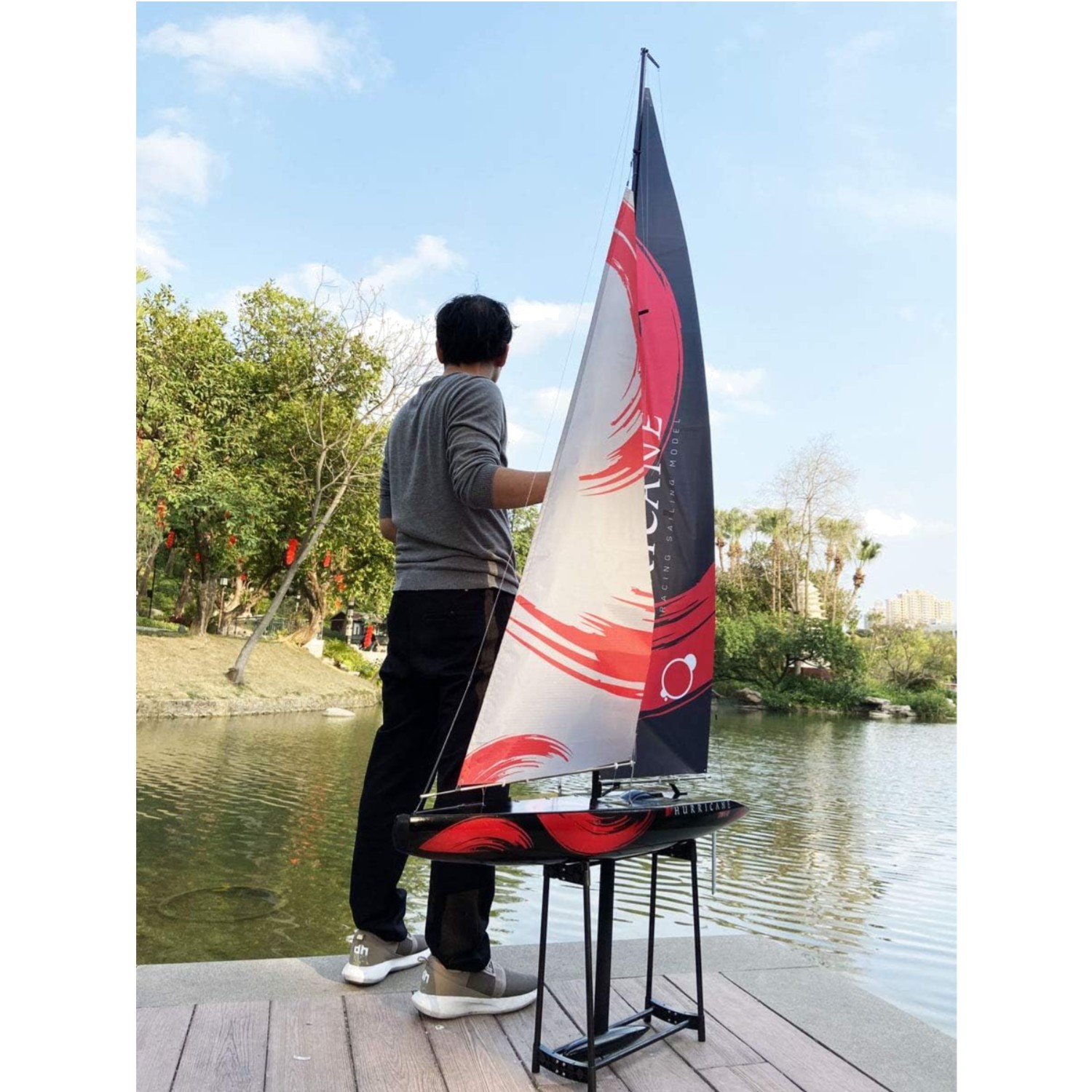 84” Inch Remote Control Boat RC Pre-Assemble Sailboat Accessories Kits 2.4G E...