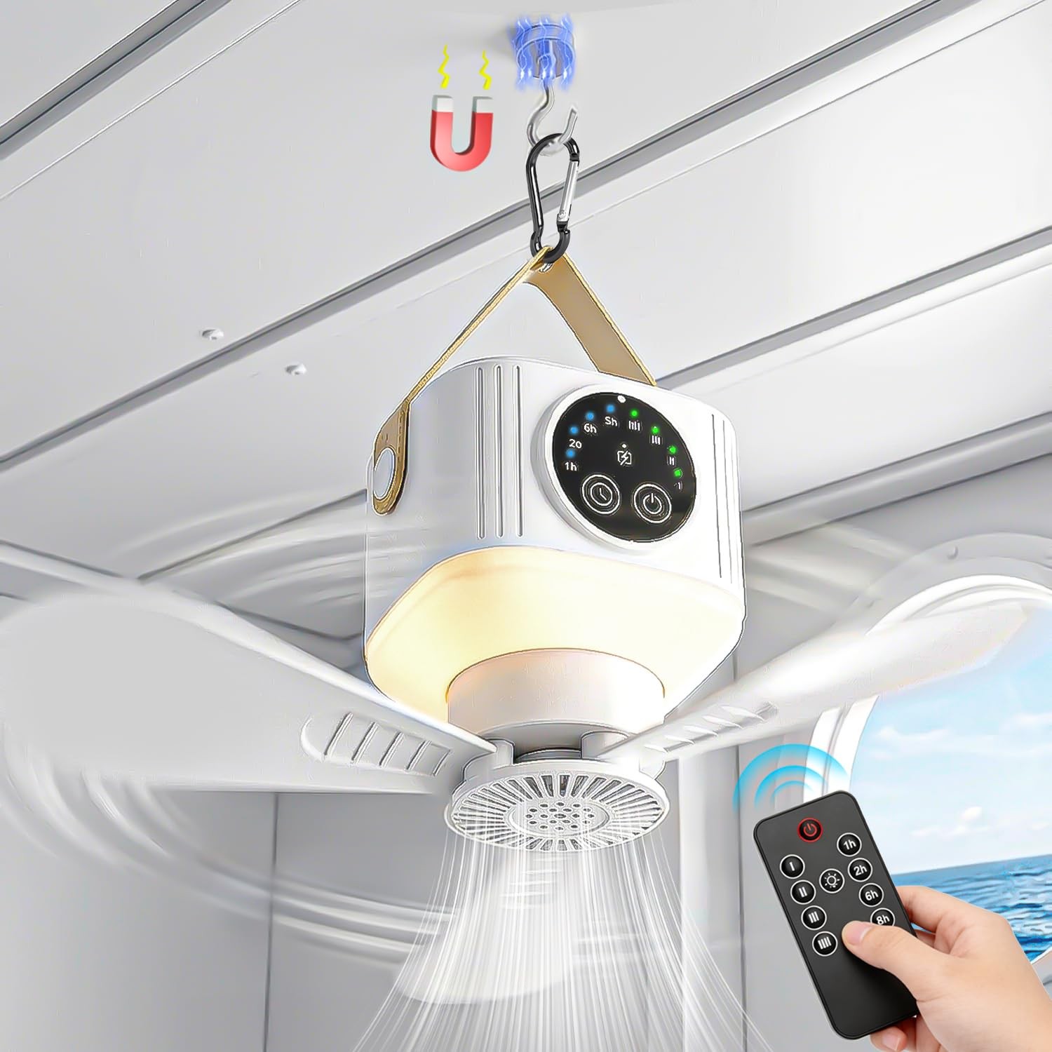 Portable Ceiling Fan for Cruise Magnetic Ceiling Fan 7200mAh Battery Cruise C...