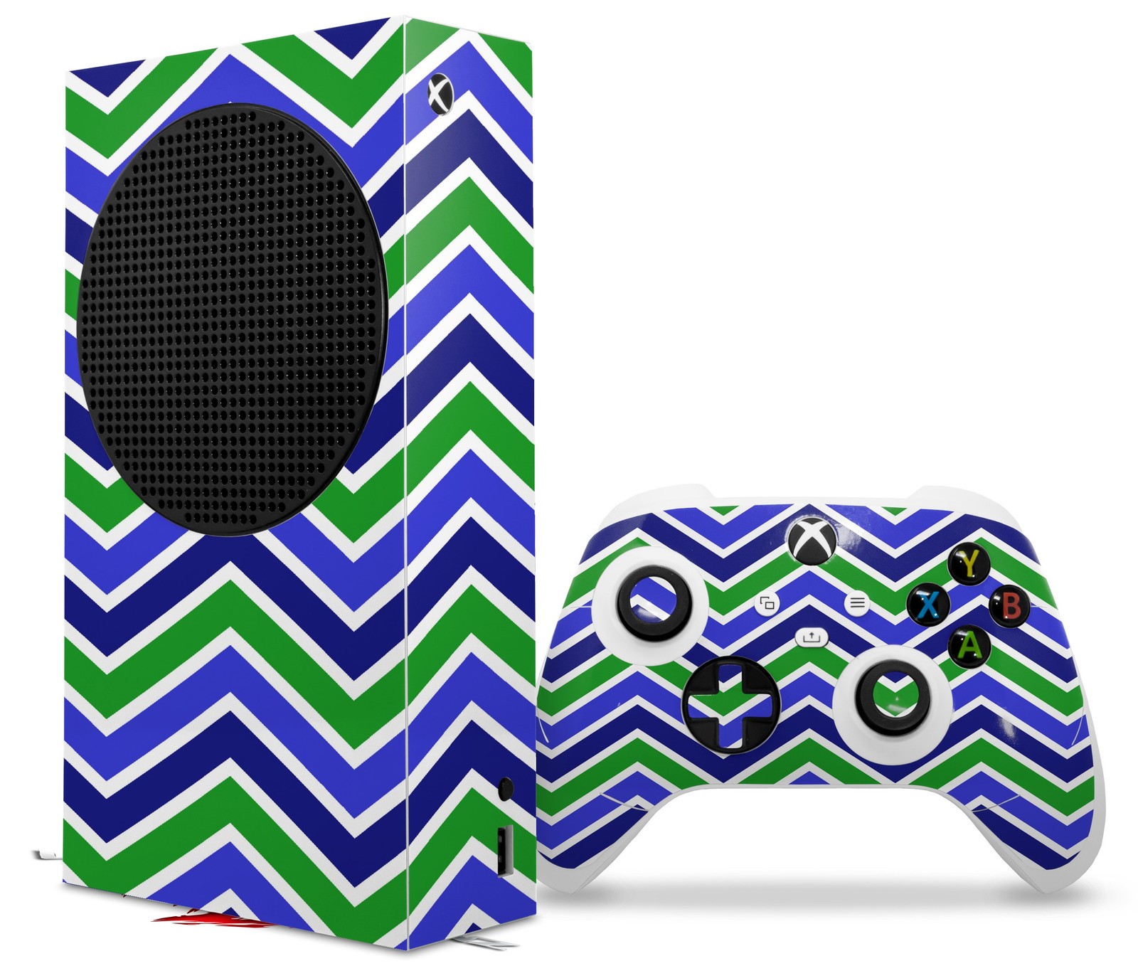 Skin Wrap for XBOX Series S Console Controller Zig Zag Blue Green