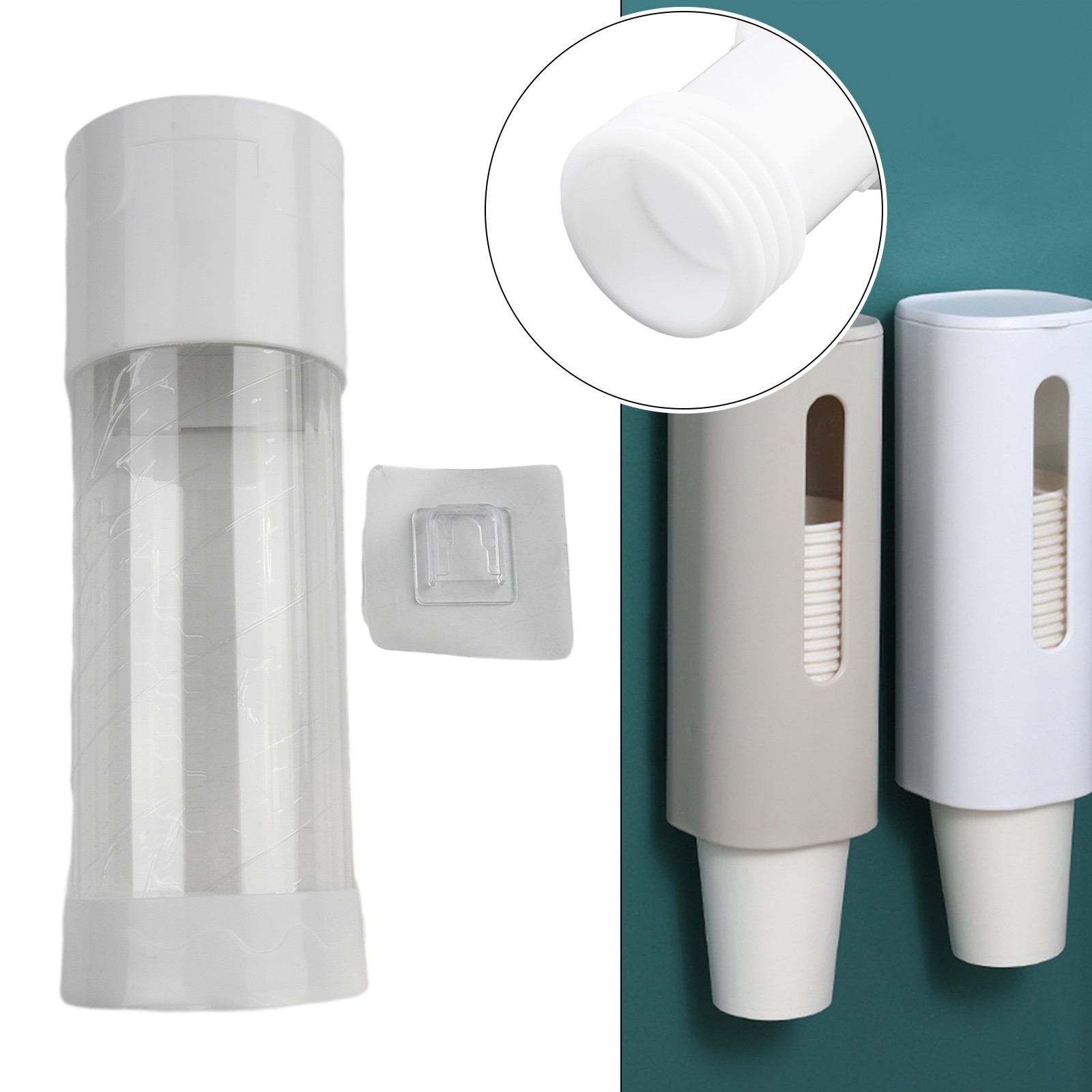 User Friendly Wall Mount Cup Dispenser for Disposable Cups Black/White