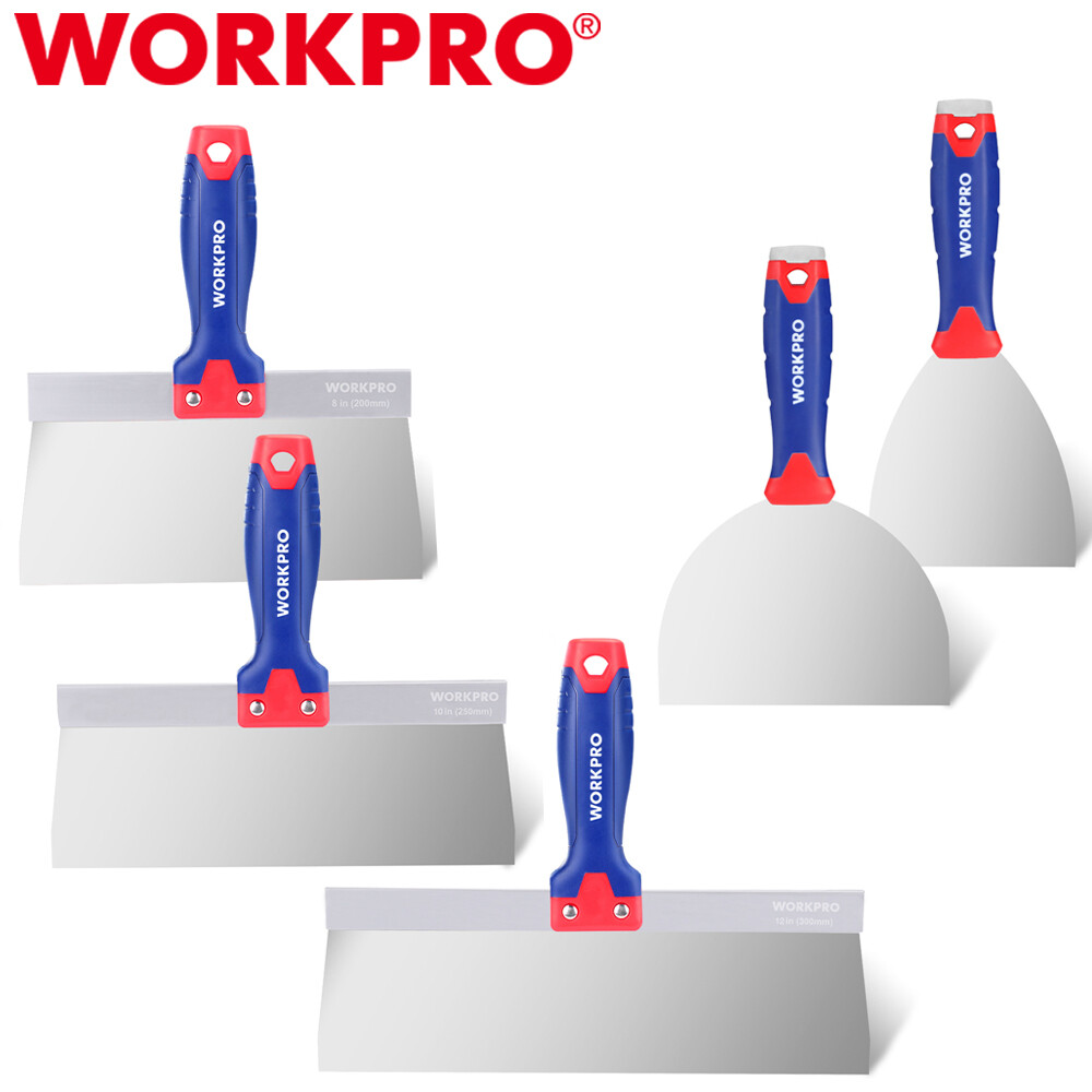 WORKPRO Putty Knife Stainless Steel Drywall Taping Knives 4" 6" 8" 10" 12" Blade