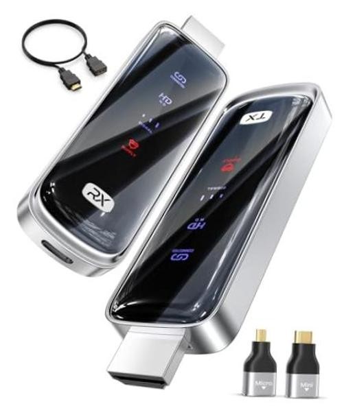 Wireless hdmi Transmitter and Receiver 328FT/100M，4K Decode Plug & Play Grey