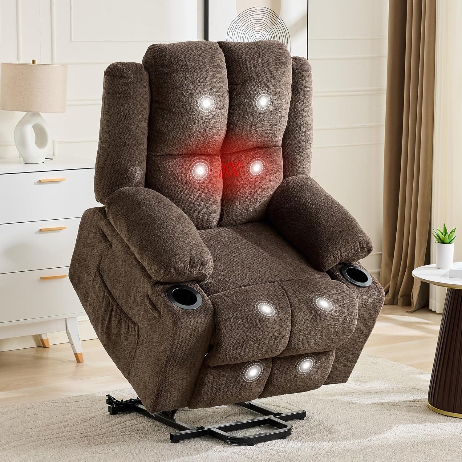 Oversized Electric Lift Recliner Chair 57cm Seat Width with Massage and Heat