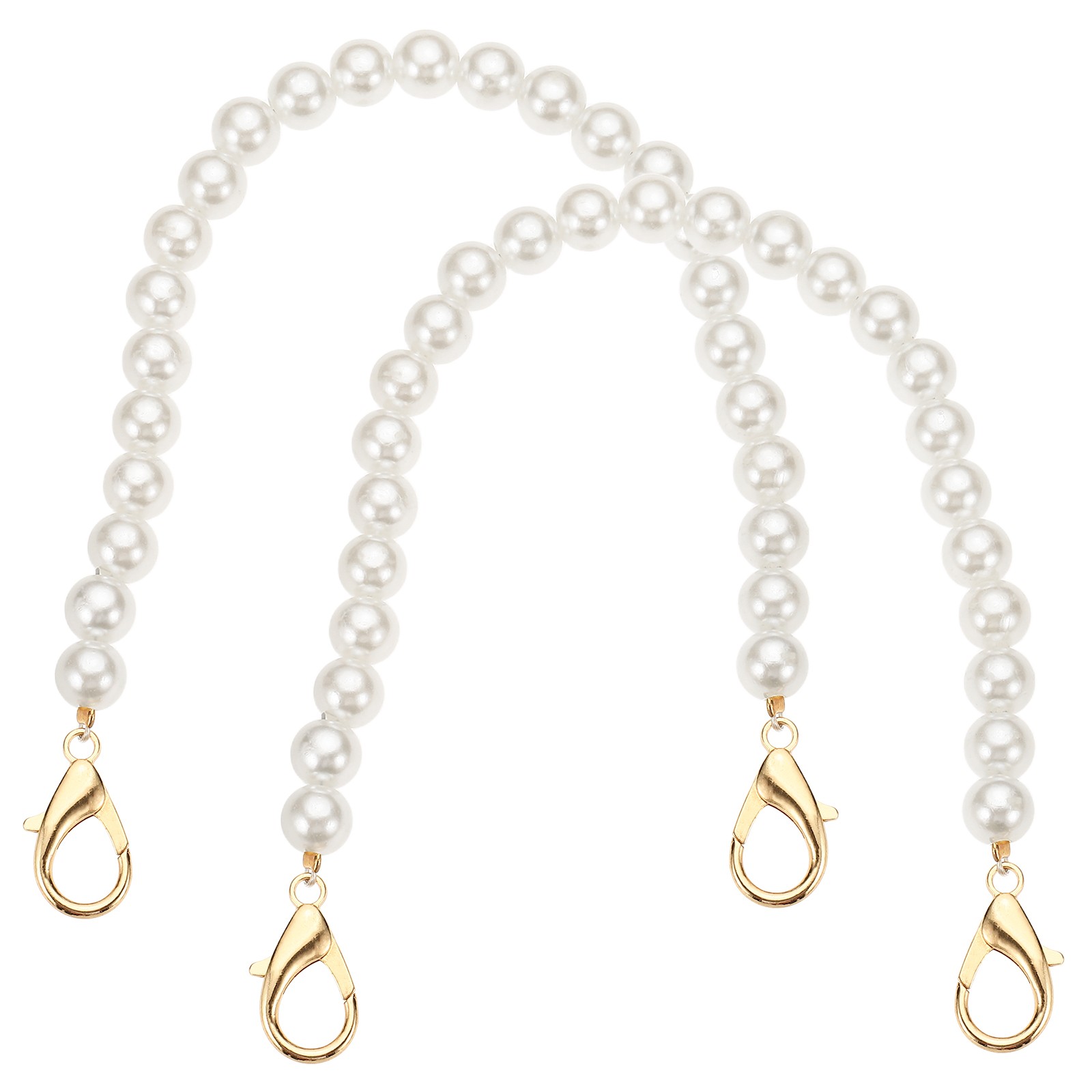 2 Pack 12" Imitation Pearl Purse Strap with Lobster Clasp [Golden]
