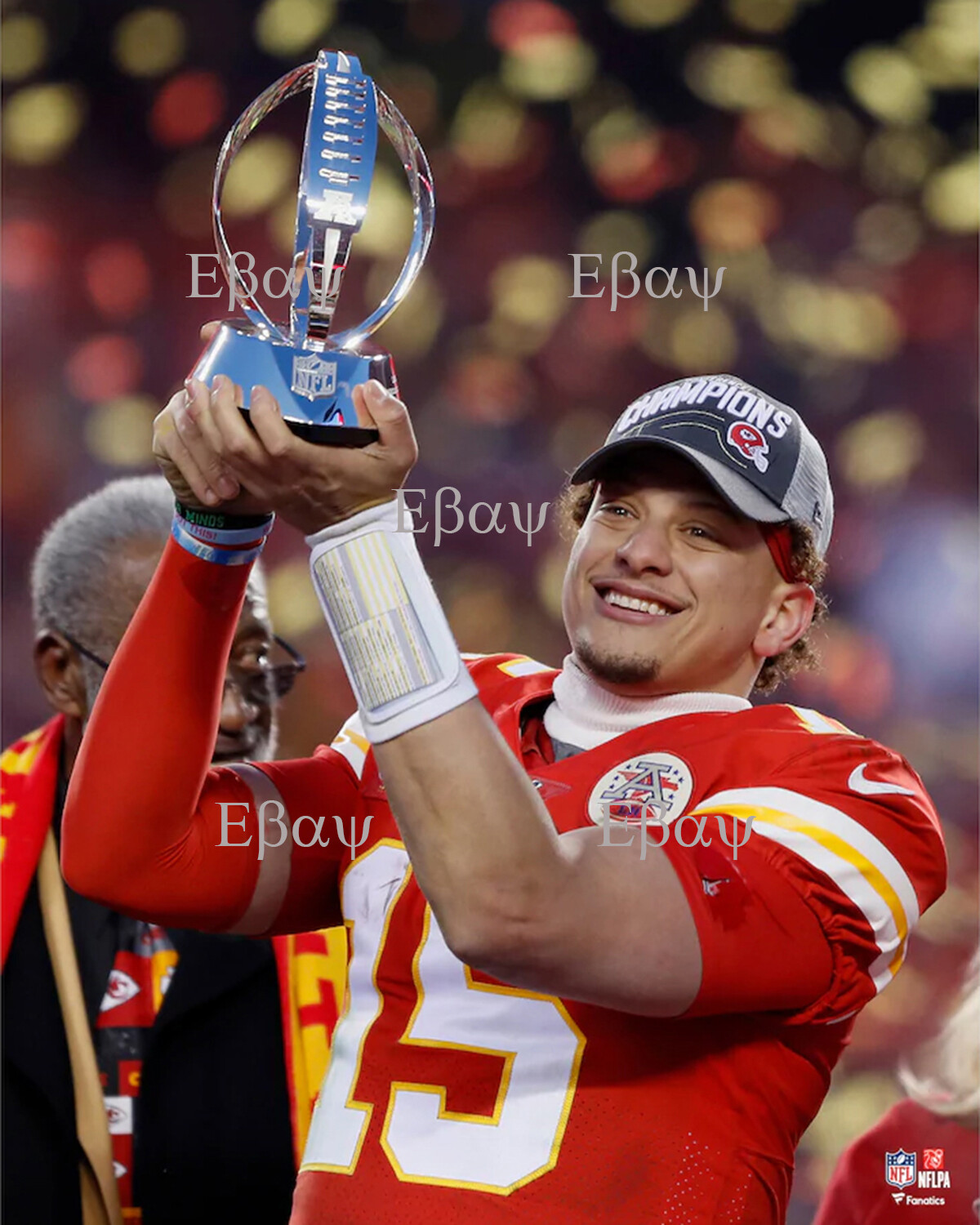 Patrick Mahomes Kansas City Chiefs AFC Champion Trophy 8X10 Photo Reprint