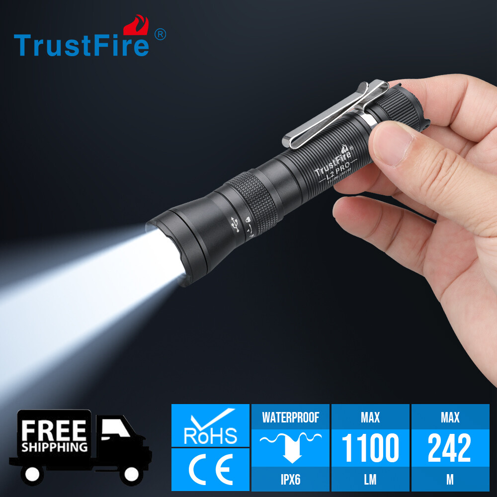 Trustfire L2PRO 1100 lumen Bright EDC Flashlight Rechargeable Tactical Led Torch