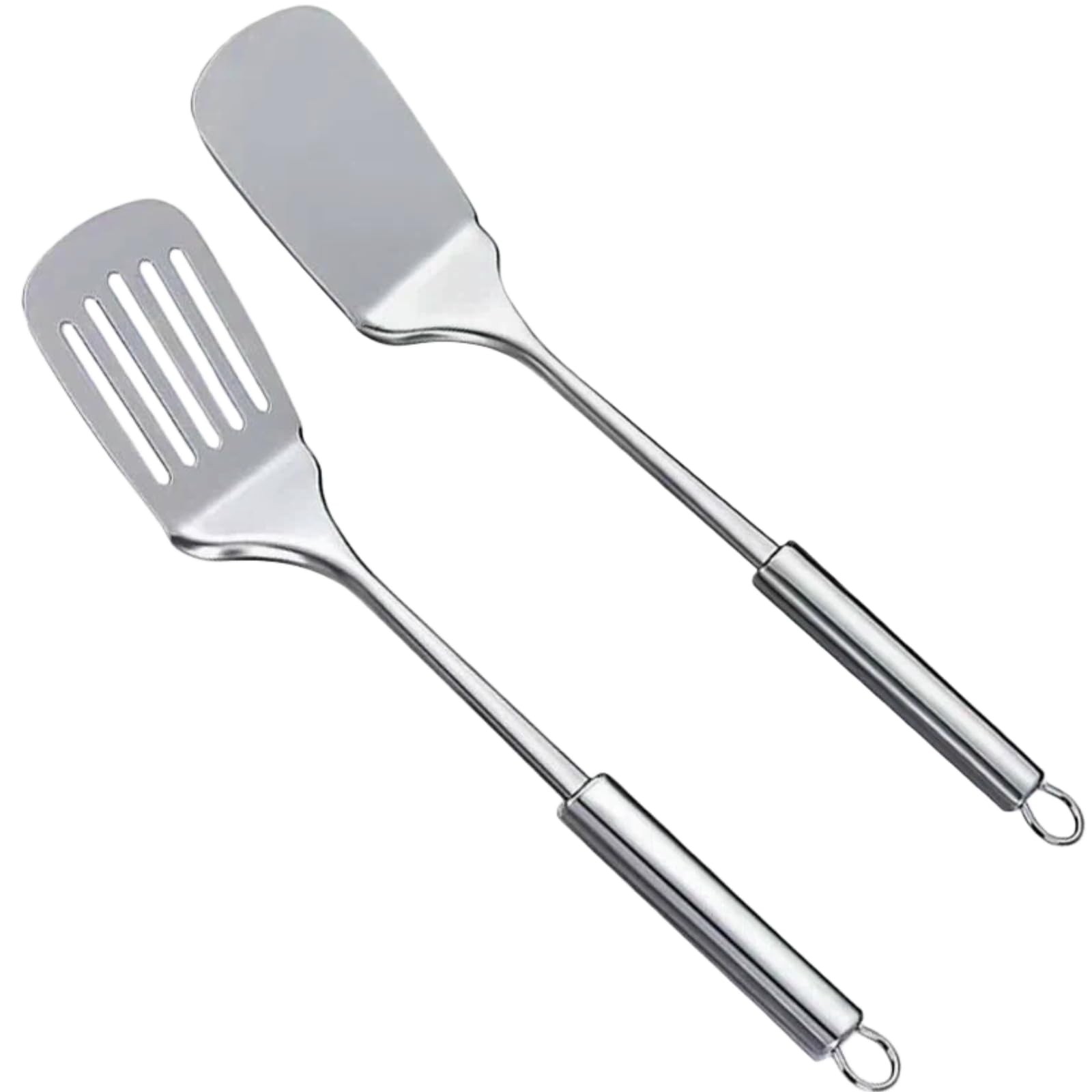 Cyoufine Silver Spatula Set, 13.5-inch Stainless Steel Solid  Slotted Spatula...