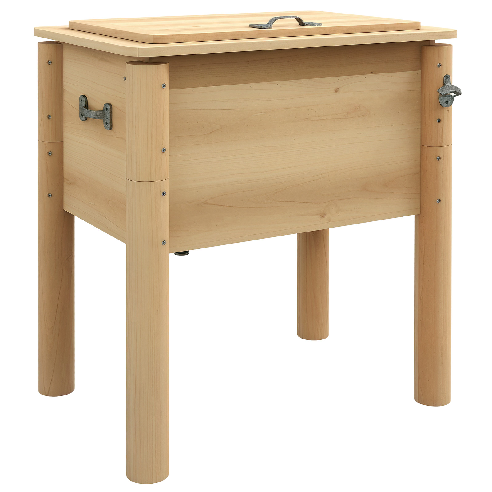 Outsunny Wooden Patio Cooler 54Qt. Outdoor Beverage Cooler, Natural