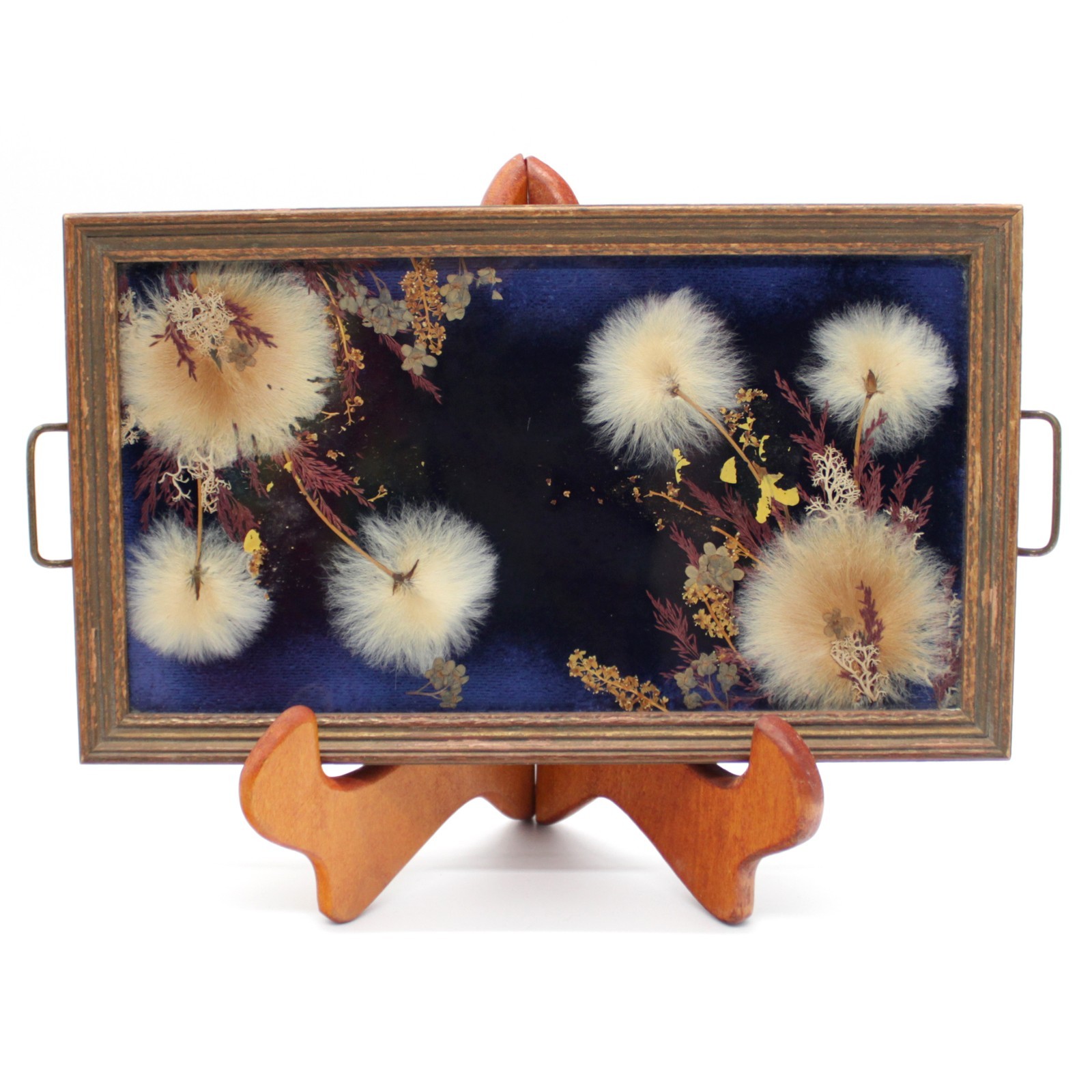 1930s Pressed Wildflower Folk Art Tray by Ruth Miller Staats & Grace Silverman