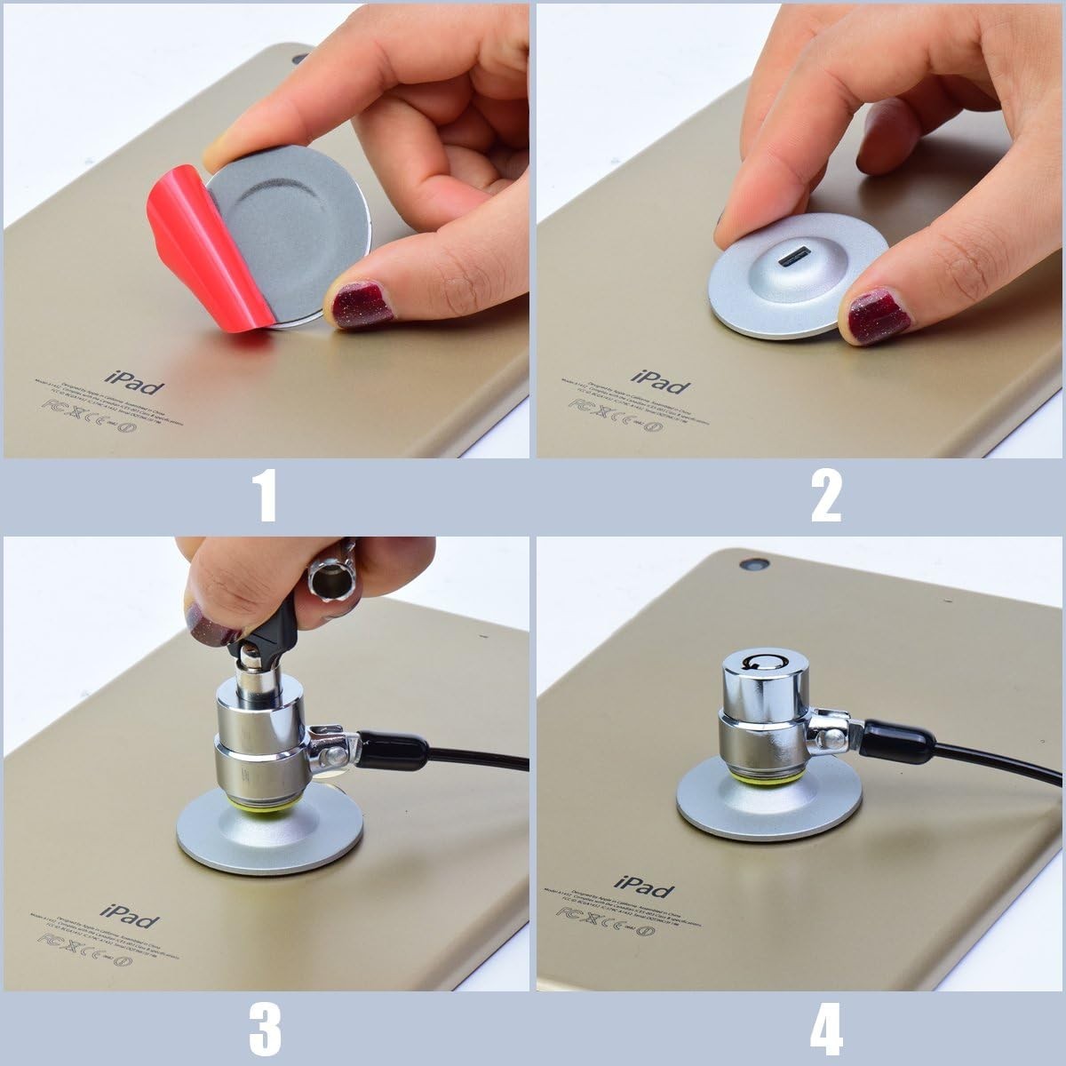 Durable Adhesive Lock Plate - Universal Security for Laptop & Phone - 4 Pack
