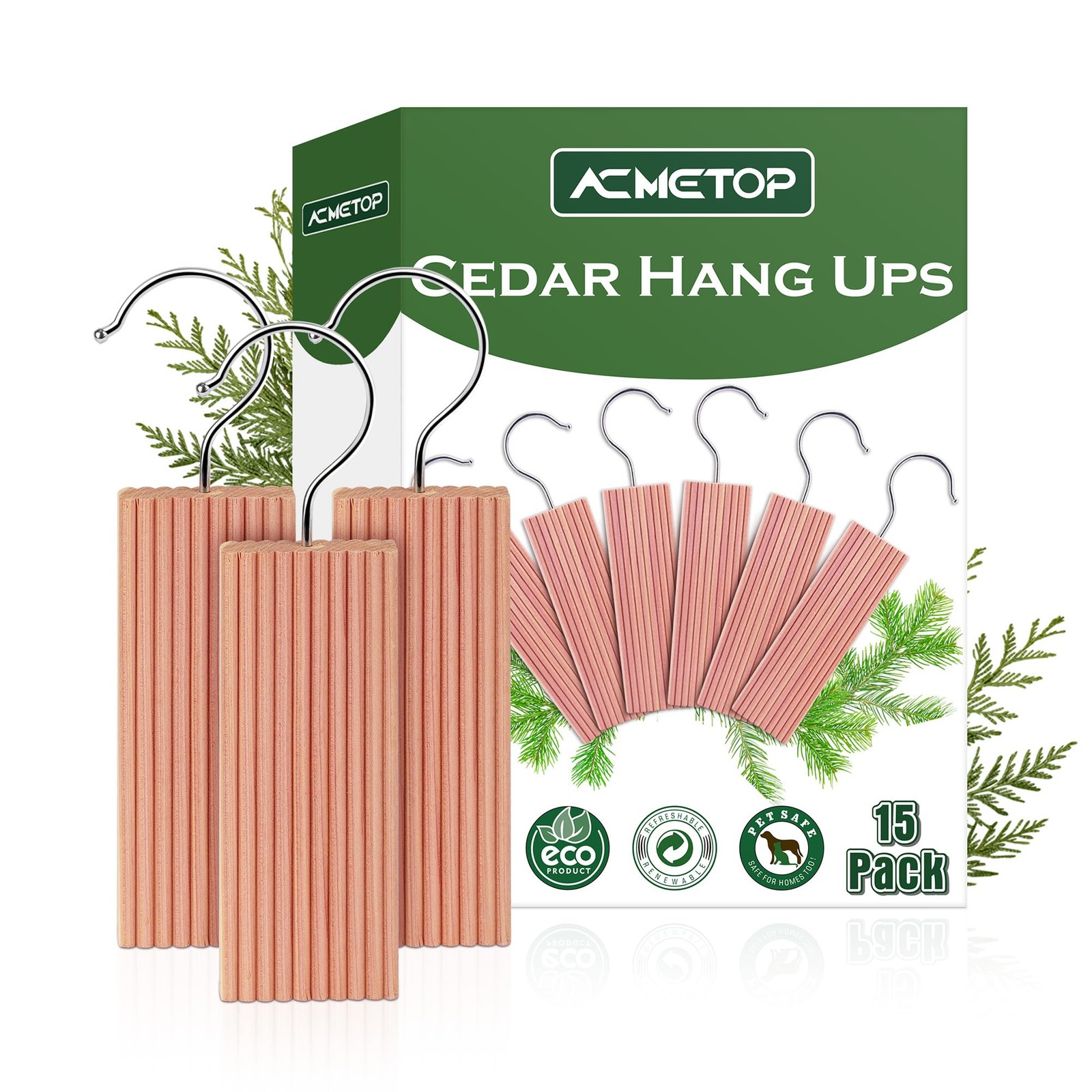 Natural Cedar Hang Ups 15 Pack Aromatic Cedar Blocks for Clothes Storage