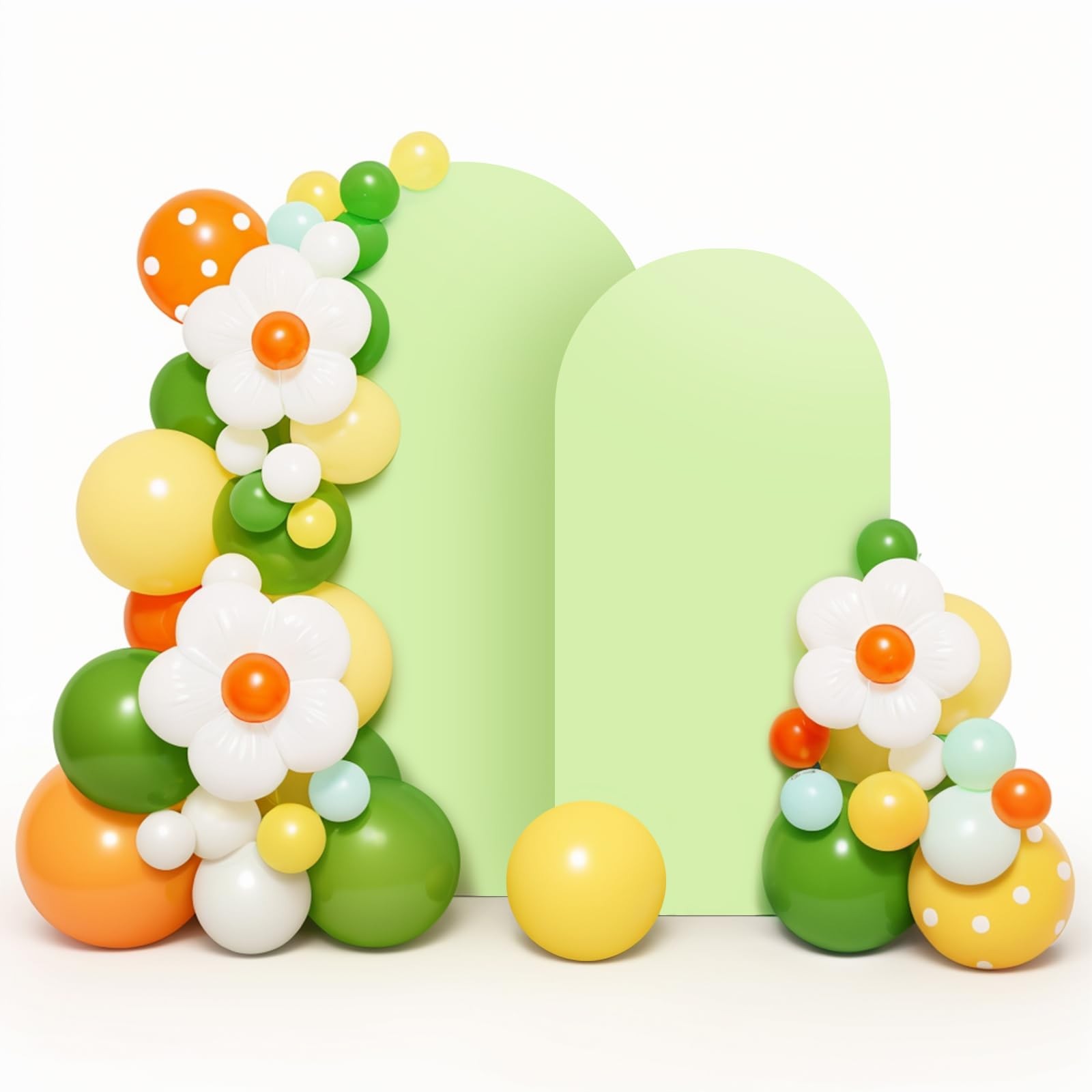 Lebenguru Set Of 2 Upgraded Wedding Arch Cover 6.6Ft7.2Ft Green Spandex Fitted
