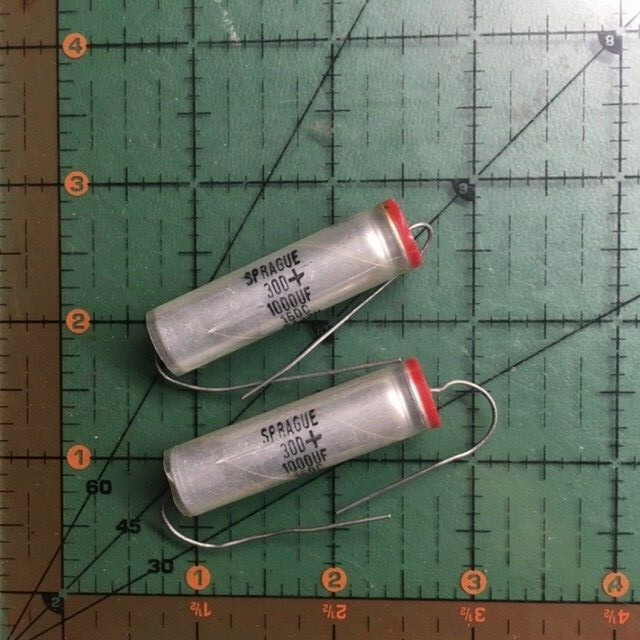 1000uF 16v Sprague Axial Electrolytic Capacitor 30D108G016F Epoxy 105'c Audio x2