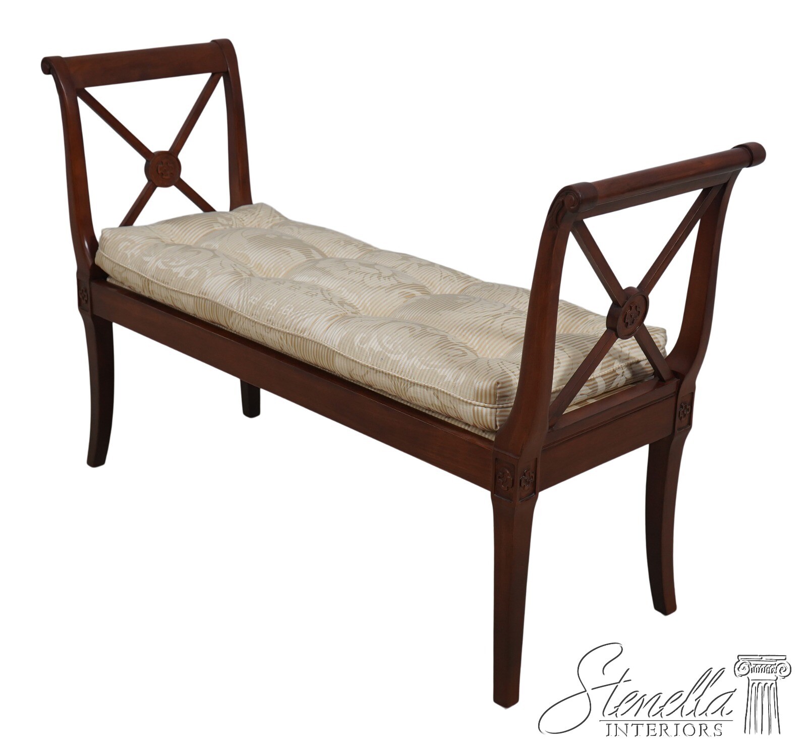 67126: Regency Style Tufted Upholstered Seat Window Bench