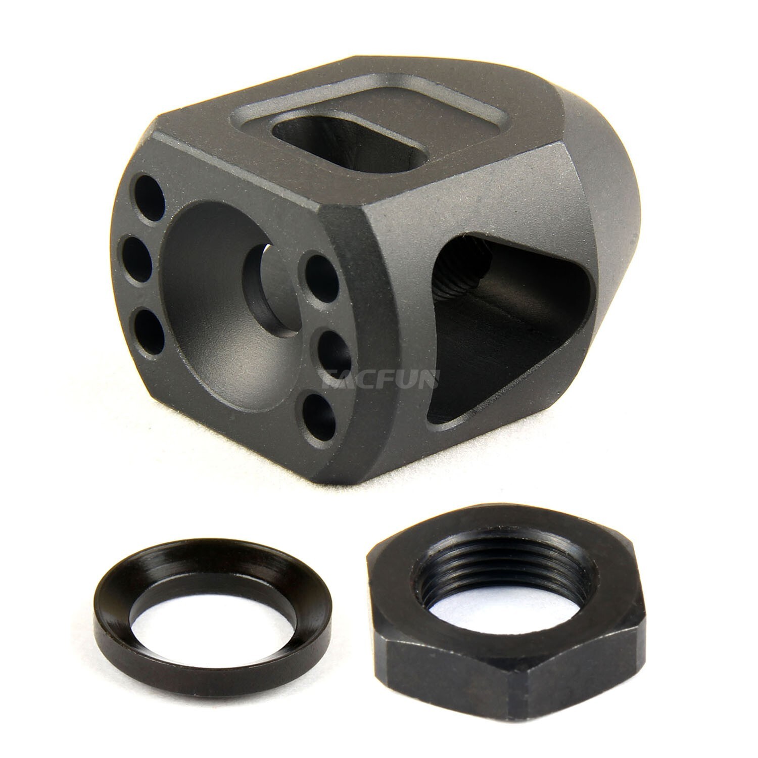 Tanker Style Short Muzzle Brake 1/2x28 Pitch for 9MM