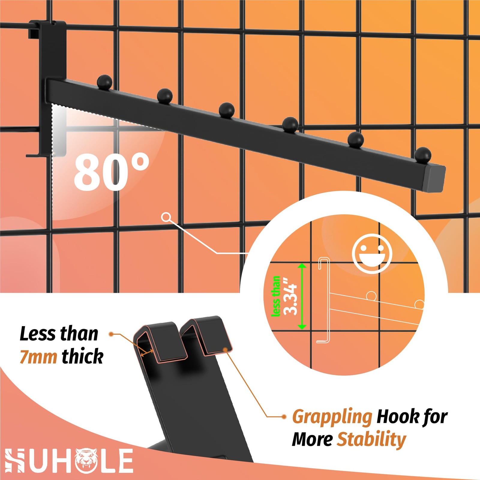 10-Pack Gridwall Waterfall Hooks, 12-Inch 6-Ball Faceouts for Retail Display,...