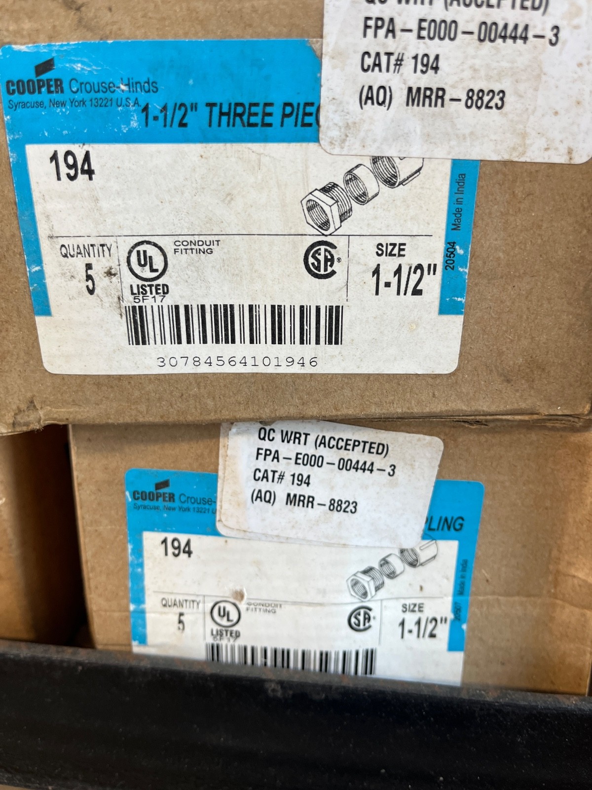 1 box of 5 NEW Crouse-Hinds 194 rigid 3 piece coupling for RGC 80+ pcs available