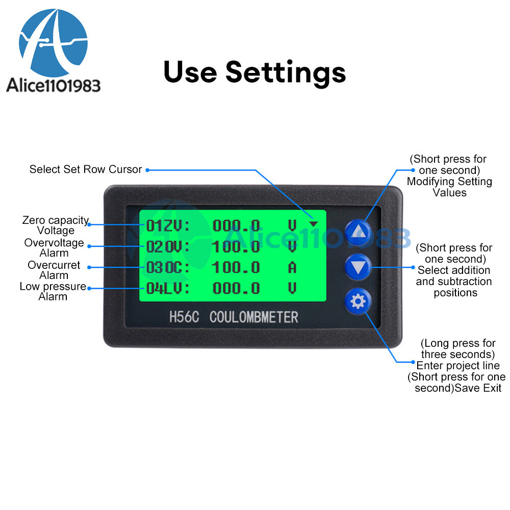 DC 9-100V 50-400A Battery Hall Coulometer Voltmeter Ammeter Coulomb Meter