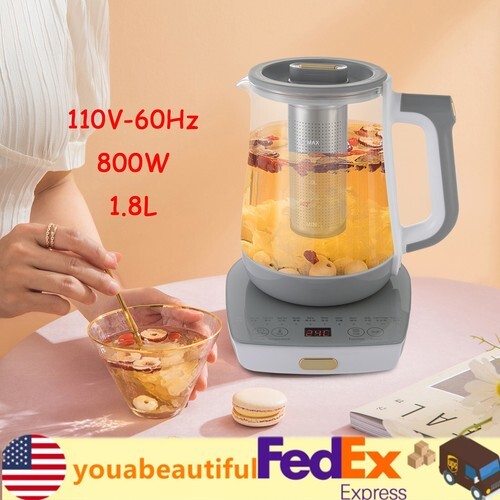 800W 1.8L Electric Kettle Glass Water Boiler Fast Boiling Tea Kettle 40-90°C
