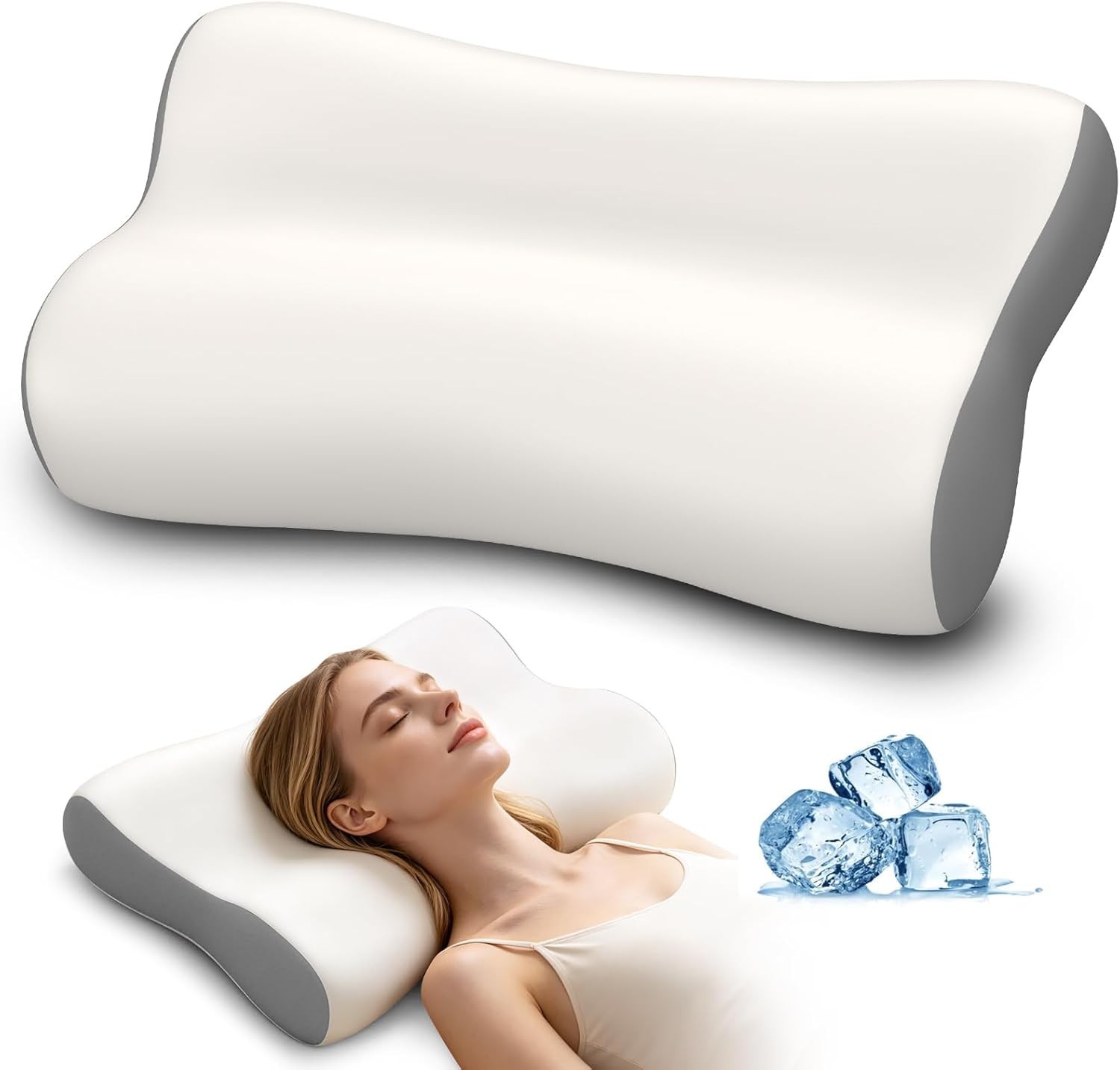 Polovo Cervical Neck Pillow - Ergonomic Side Sleeper Pillow for Neck Pain Relief
