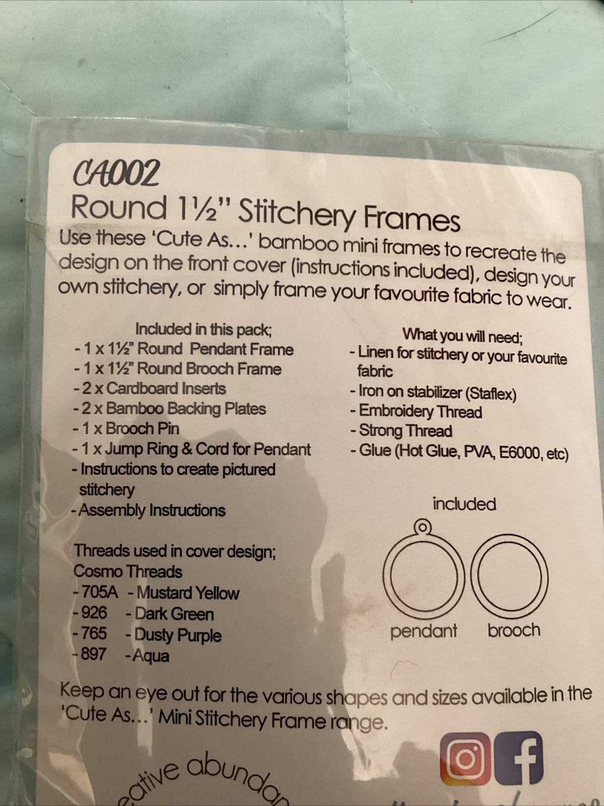 Mini Stitchery Frames. Round 1 ½ In Frames. See Pics For What’s Included. NIP