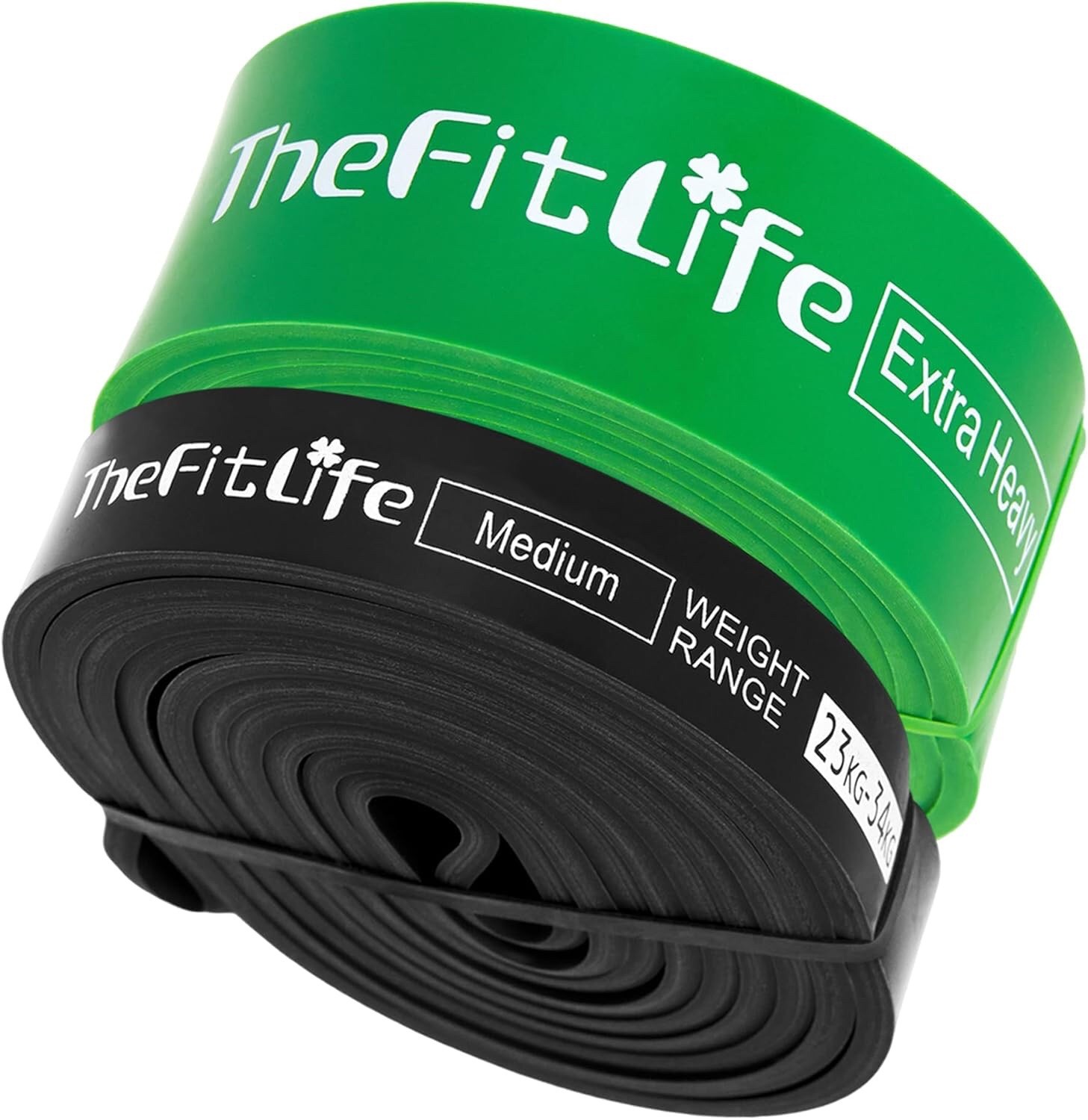 TheFitLife Resistance Bands - Set Of 2: Green - (64-79kg) and Black - (23-34kg)