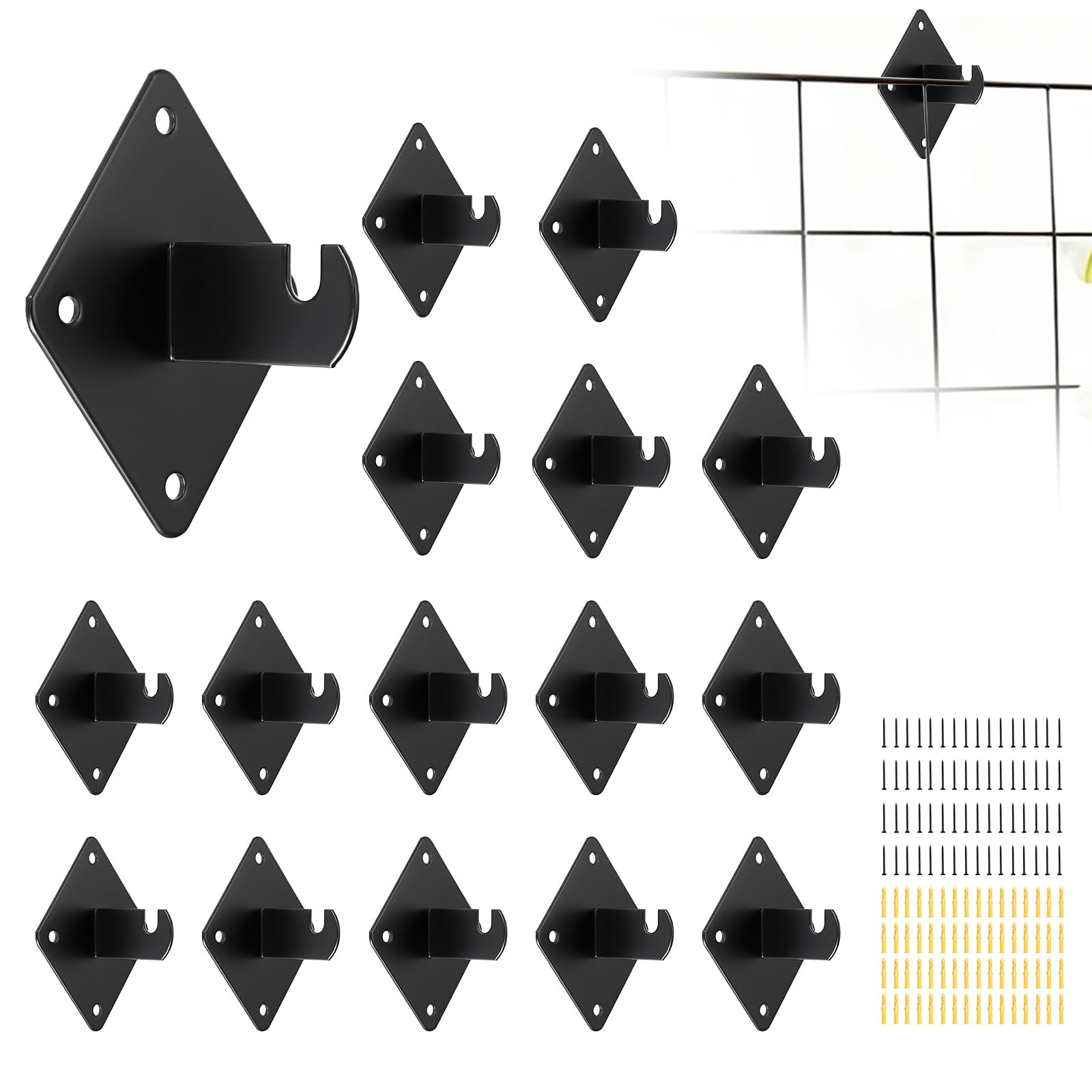 16 PCS Gridwall Mount Brackets, Metal Grid Panel Accessories, Wall Mounting B...