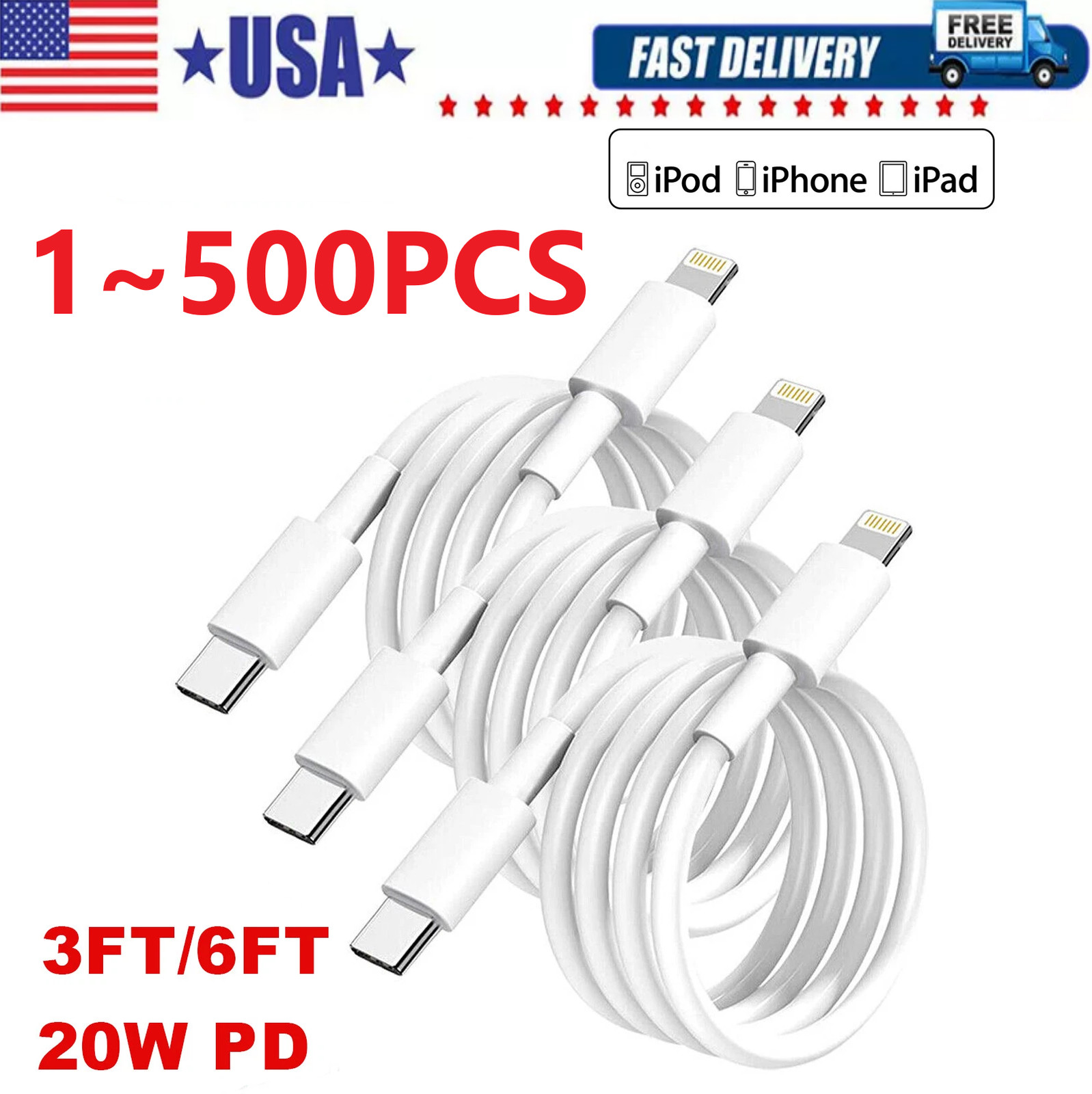 Fast Charger Cable Type USB C PD  Cord to For iPhone 14 13 12 11 Pro Max XR lot