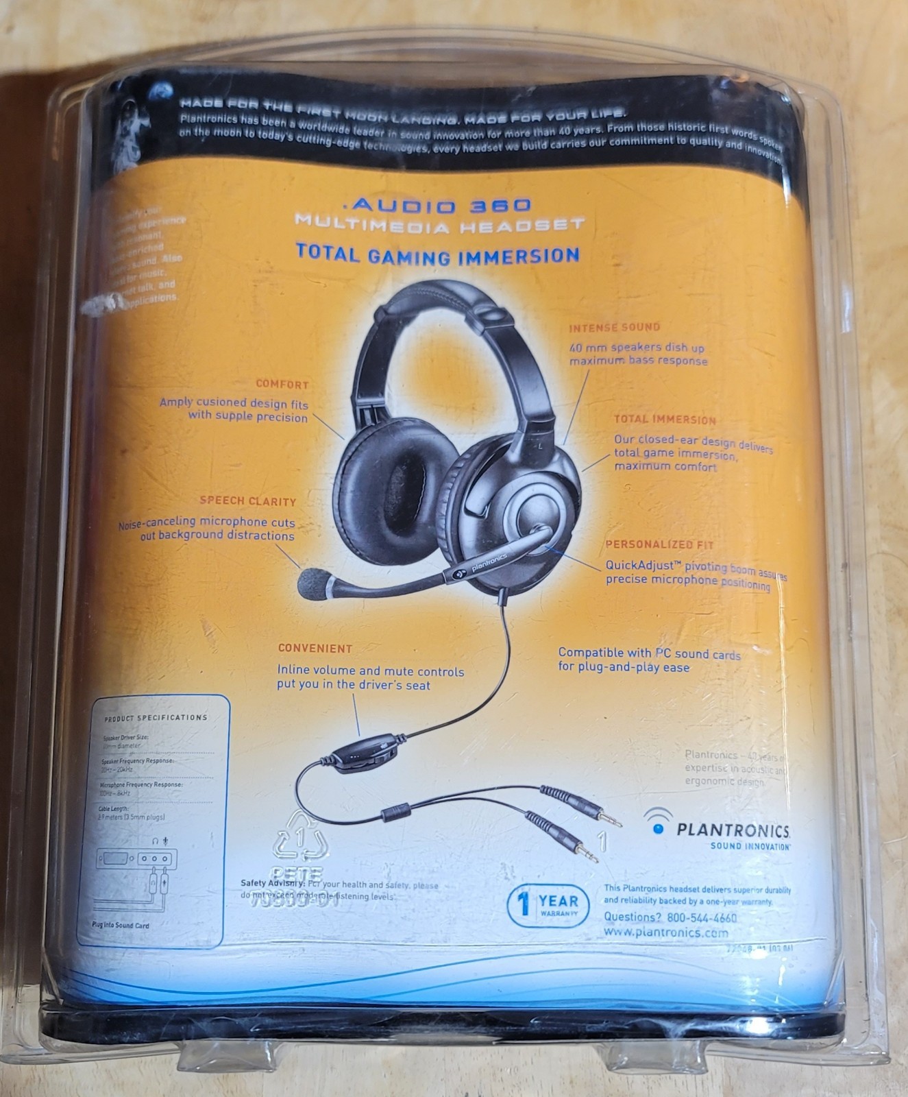 PLANTRONICS Audio 360 Multimedia Headset PC Gaming Wired Mic NEW