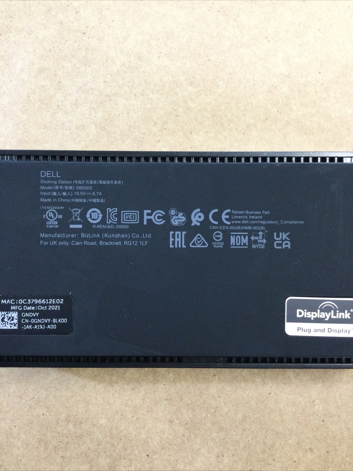 Dell Performance Dock LA130PM190 with 130.0W Power Adapter