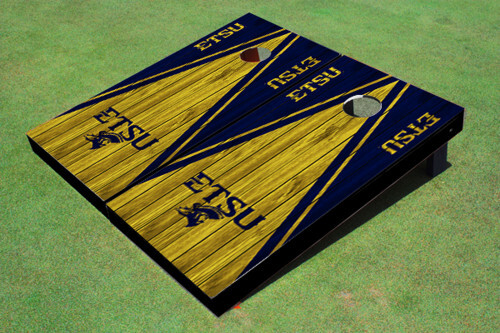 East Tennessee State University ETSU Yellow and Navy Matching Wood Look Triangle