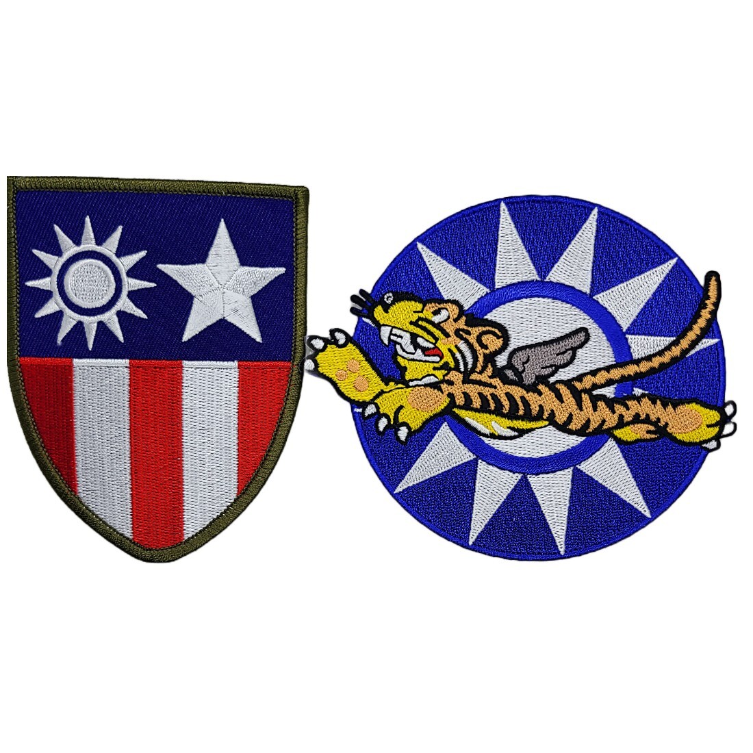 WWII USA Army China Burma India CBI Theater Flying Tigers Patch  -2PC -Iron on