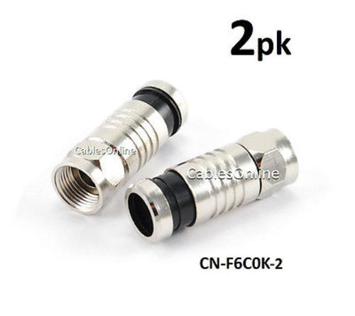 2-PACK F-Type Male RG6 Black Compression Connector for Coax Cable, CN-F6C0K-2