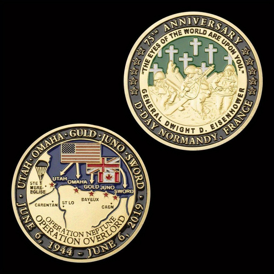 D-Day 75th Anniversary Challenge Coin Collectable Commemorative Military 1-pc