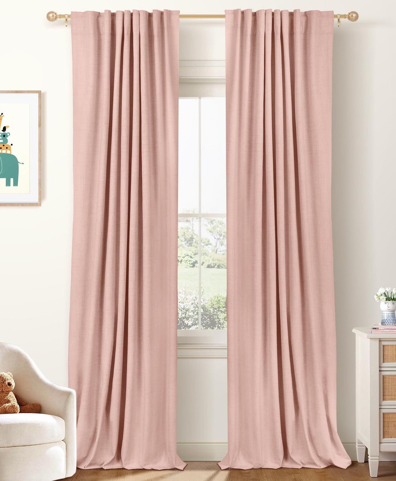 Blackout Curtains 50 W x 102 L 2 Panels Thermal Insulated Blush Pink Shield Long