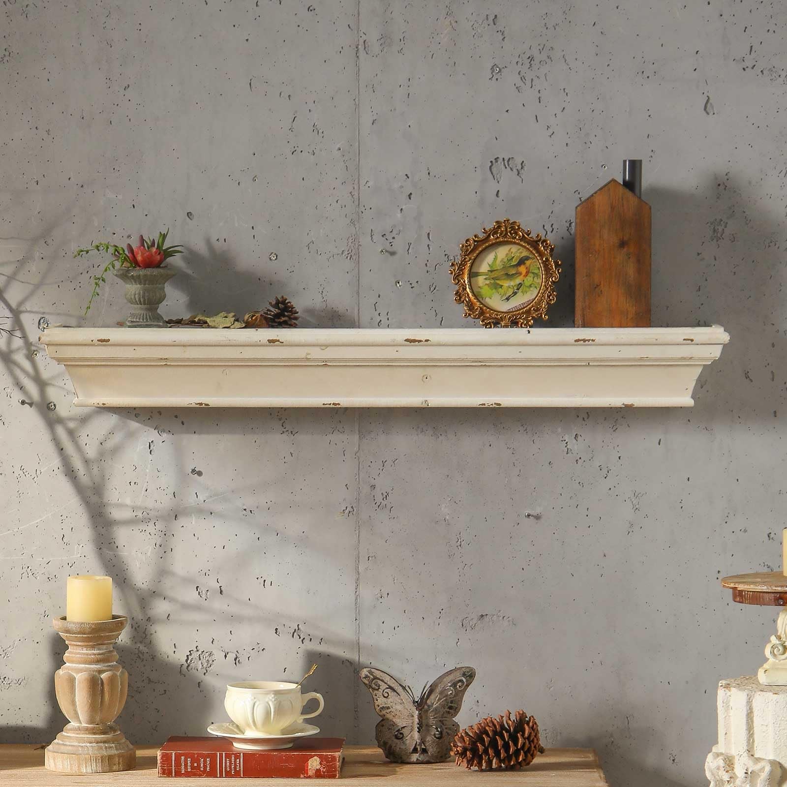 Vintage Floating Shelves for Wall, 36.3 Inch Rustic Wall Shelves, Solid Wood ...