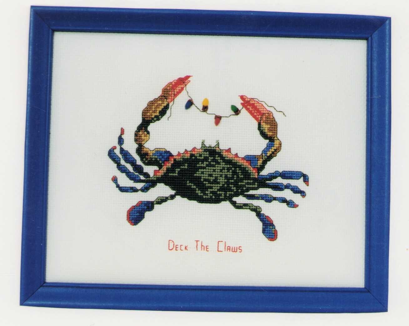 Cross Stitch Embroidery VINTAGE Deck the Claws Christmas Crab Purrfect Spots Nan