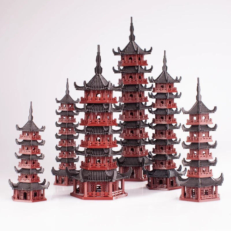 1pc Chinese Ancient Building Pagoda 5/7 Stories Model Aquarium Bonsai Toys