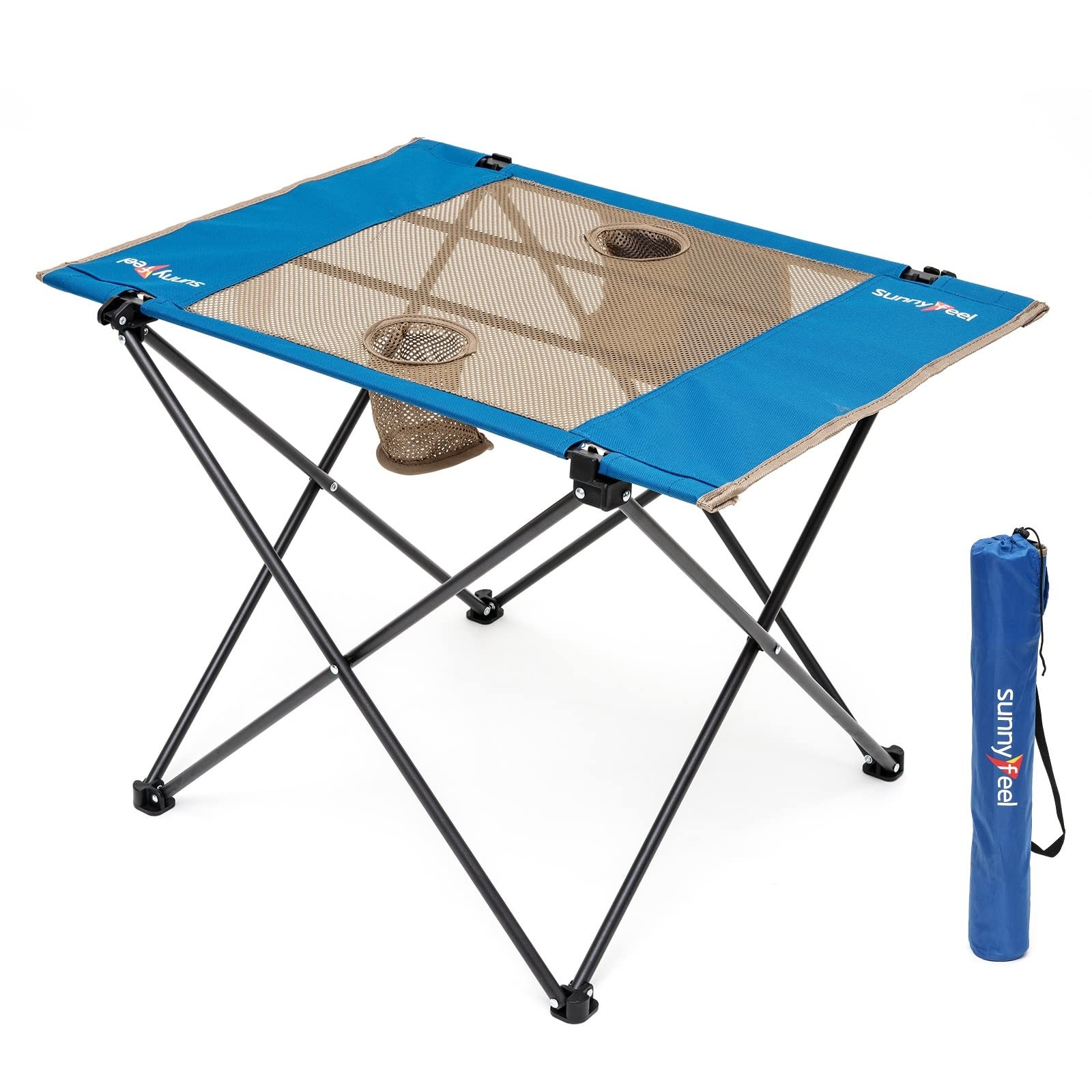 Outdoor Folding Table | Lightweight Mesh Compact Camping Table, Roll Up Top 2...