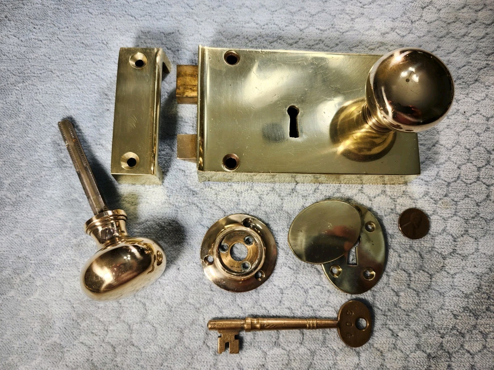 Brass Rim Lock Colonial Revival Russwin LH