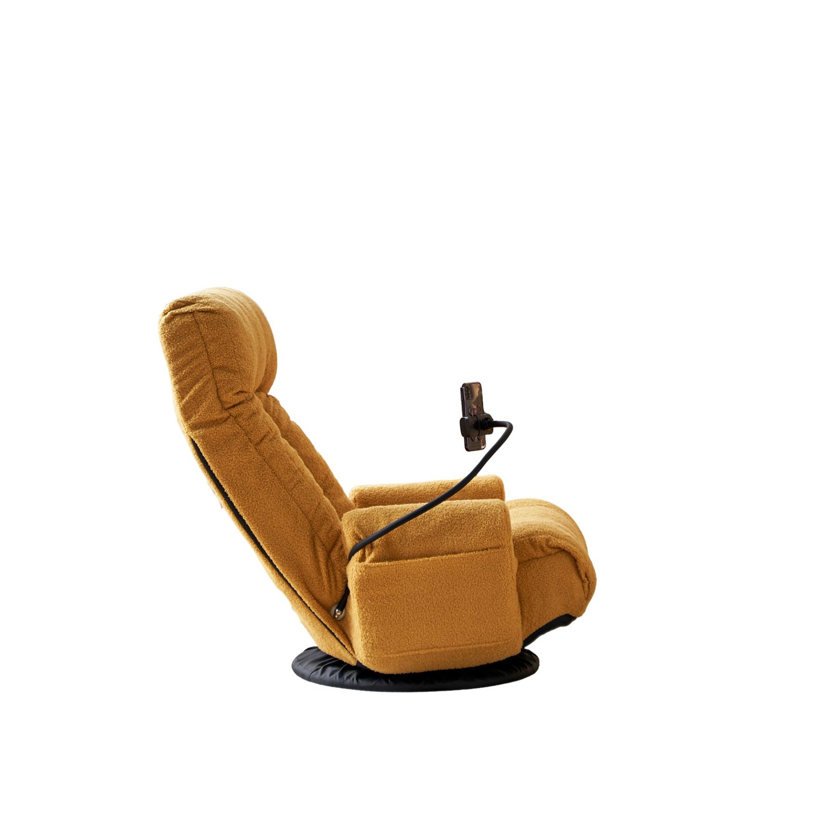 Adjustable Lounge Sofa Chair 360° Rotatable Yellow Cotton