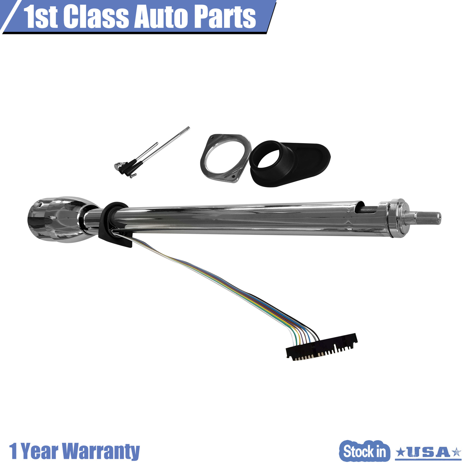Universal 35" Tilt Shift Steering Column Paintable Steel Chrome w/o adapter