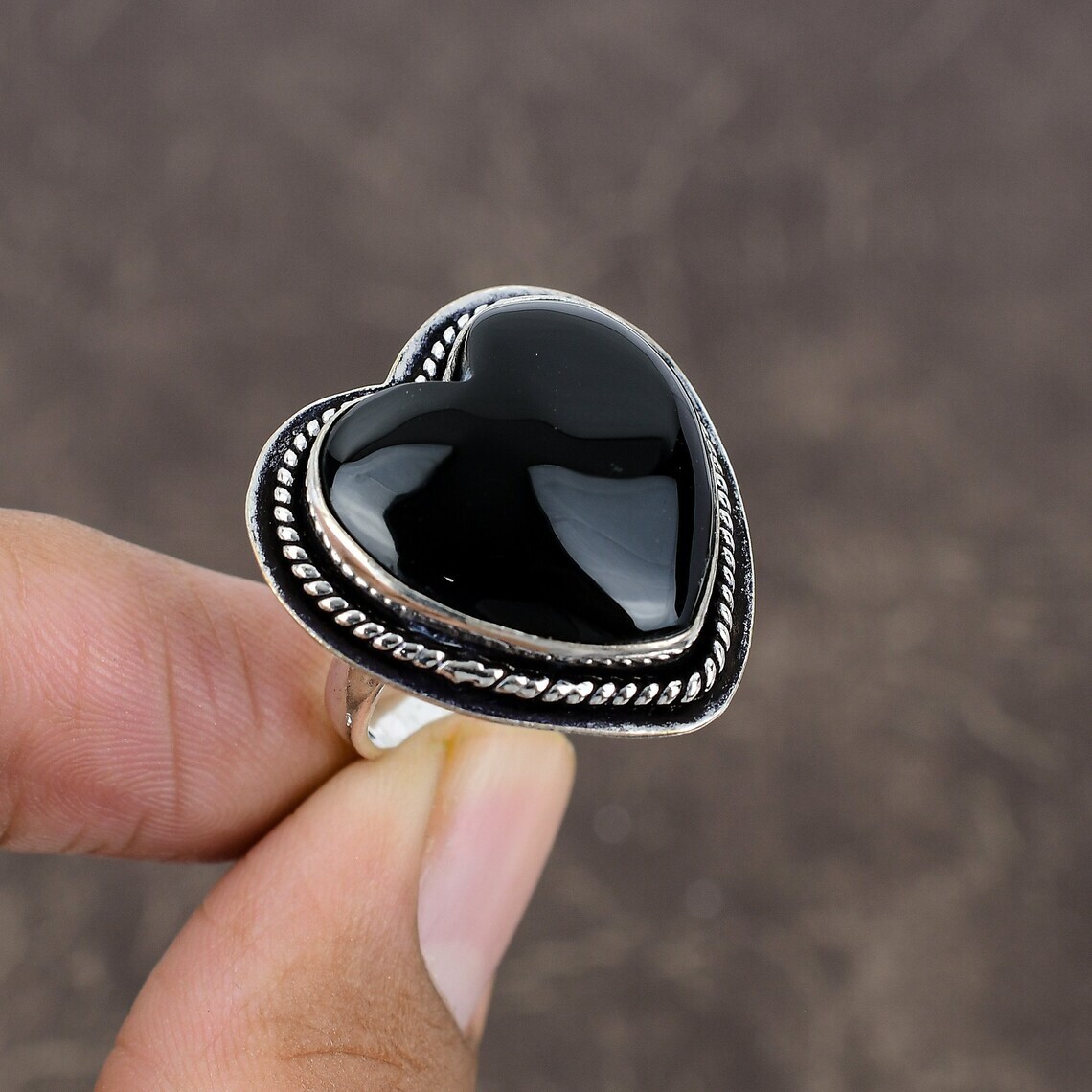 Attractive Black Onyx Gemstone 925 Sterling Silver Handmade Ring All Size AC-12