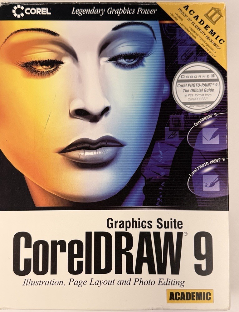 CorelDRAW 9 Graphics Suite Academic Complete 3 CD Box Manuals Sealed PhotoPaint