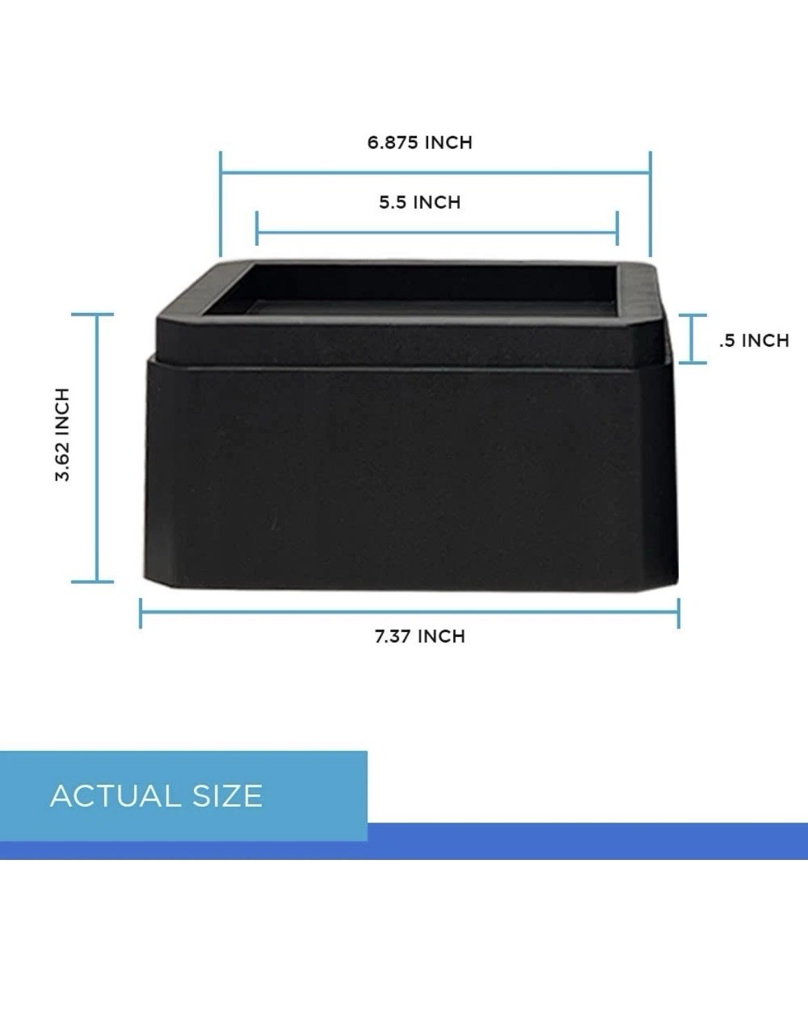 4 Pack 3 Inch Black Bed Risers, Stackable, Fits 5.5 Inch Leg, Heavy Duty Sofa