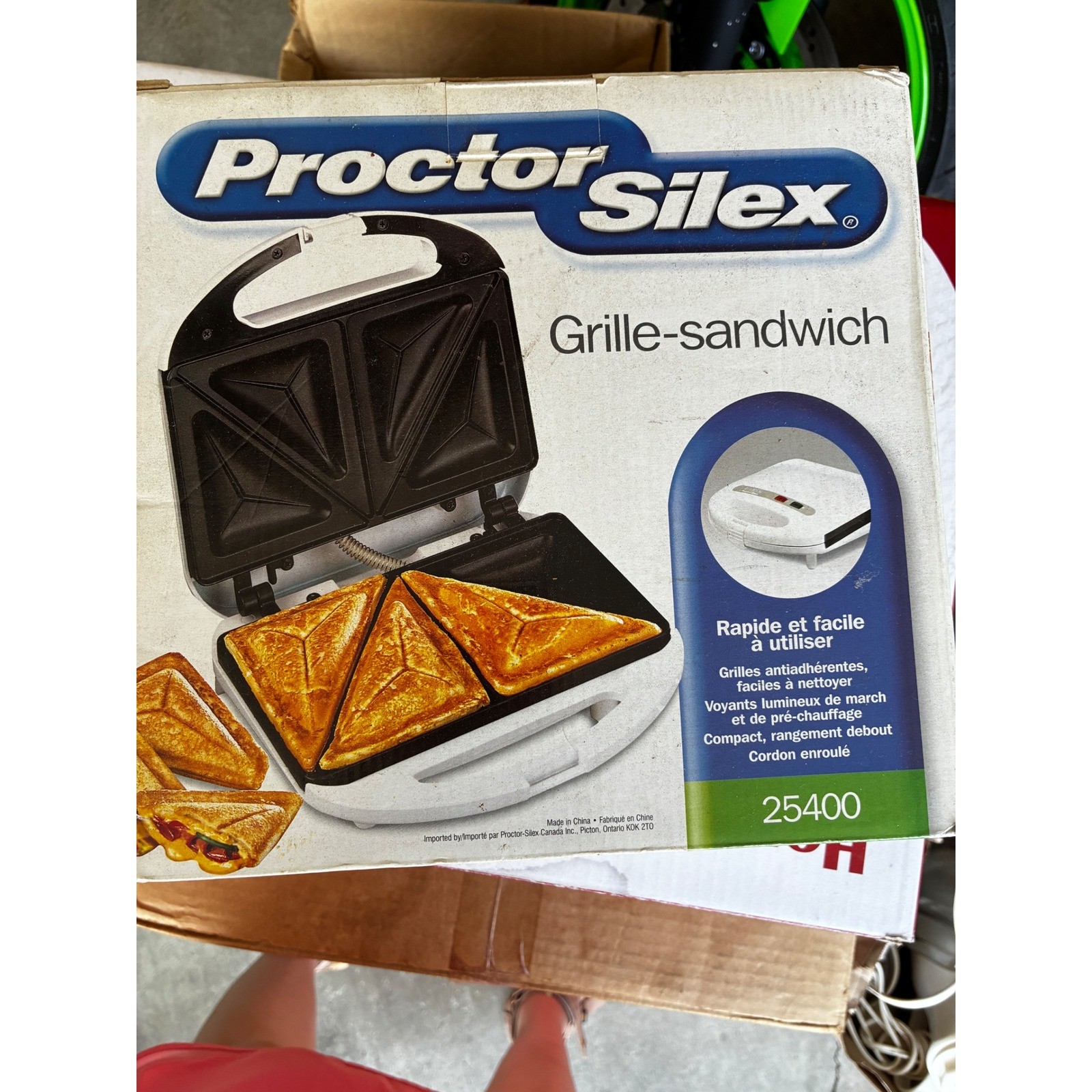 Proctor Silex 25400 Sandwich Toaster Maker White Non-Stick 640W New In Box