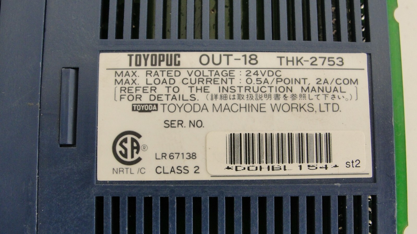 Toyoda THK-2753 toyopuc OUT-18 module