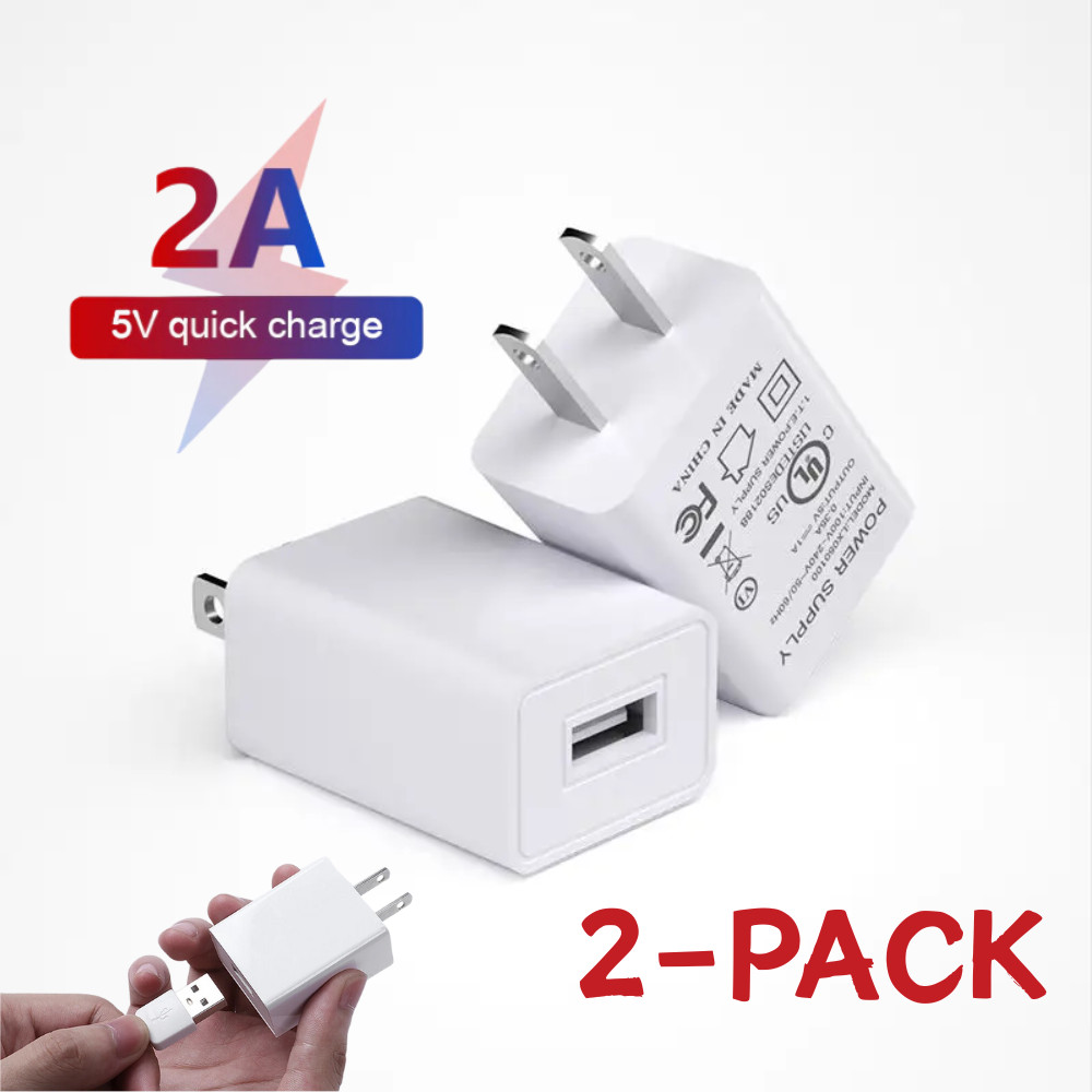 2Pack Lot 5V 2A USB Port Jack Wall Charger 5 Volt v 2 Amp AC to DC Power Adapter
